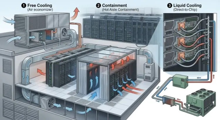 Refroidissement data center : free cooling, CRAH, CRAC et confinement